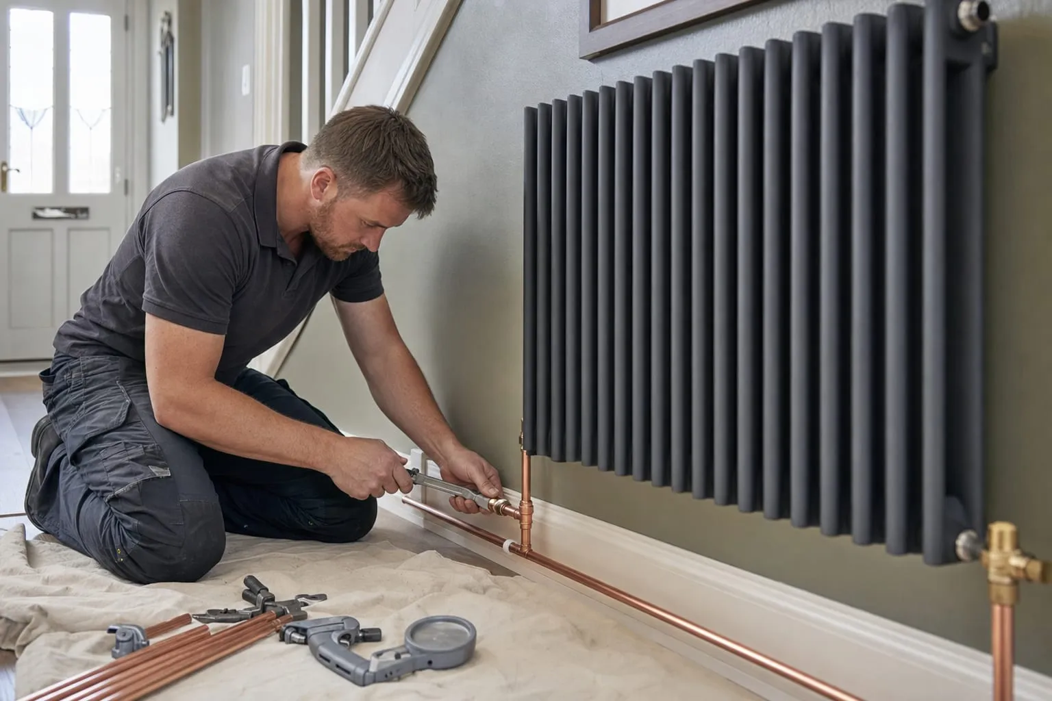 CRS install team fitting an air source heat pump